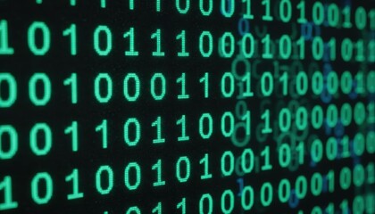 Nostalgic Glow of Green Binary Code Streaming Across a Dark Digital Screen Texture