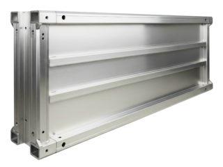 Stack of modular aluminum profiles for a metal framework on a transparent background