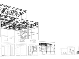 3D illustration of industrial project