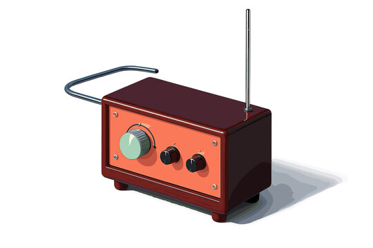 Vintage electronic musical instrument theremin with wooden casing and metal antennas