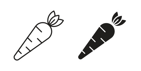 Carrot icon glyph and line set thin line symbol concept.