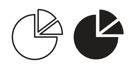 Chart pie icon glyph and line set thin line symbol concept.