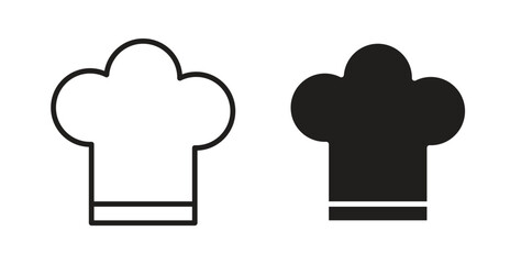 Chef hat icon glyph and line set thin line symbol concept.