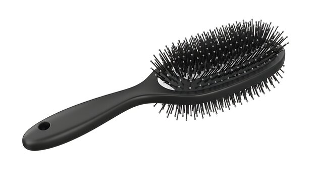 Black Oval Hair Brush with Black Bristles Keywords: hair brush, hairbrush, oval, black