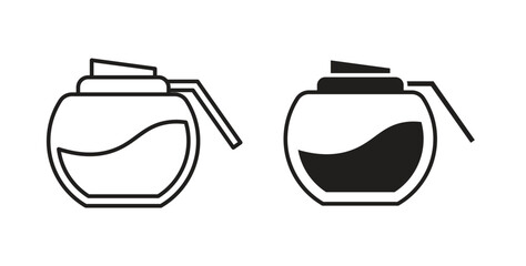 Coffee pot icon glyph and line set thin line symbol concept.