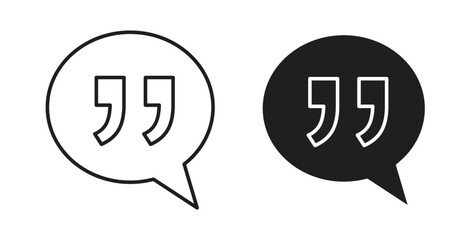Comment quote icon glyph and line set thin line symbol concept.