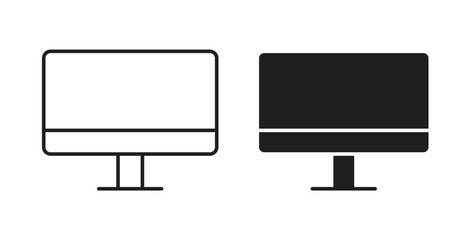 Computer screen icon glyph and line set thin line symbol concept.