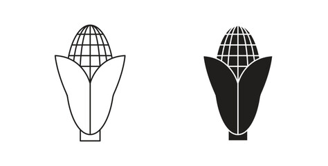 Fototapeta premium Corn icon glyph and line set thin line symbol concept.
