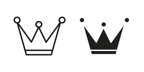 Crown icon glyph and line set thin line symbol concept.