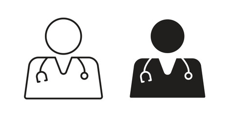 Doctor icon glyph and line set thin line symbol concept.