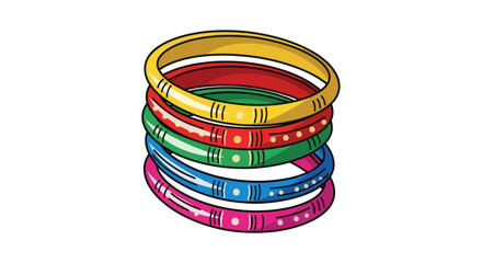 Stack of Vibrant Colorful Bangles with Decorative Patterns.