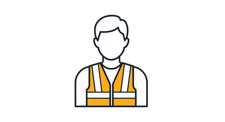 Construction Worker Icon in Orange Safety Vest.