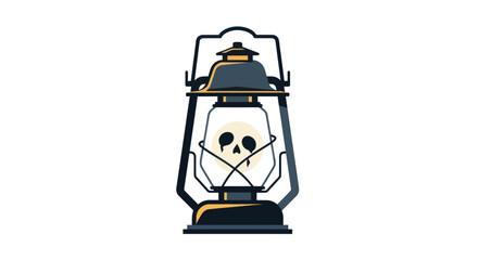 Vintage Lantern with Skull and Crossbones Emblem.