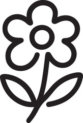 One-line botanical flower with thick outline silhouette, bold vector ideal for floral design. © IconNest