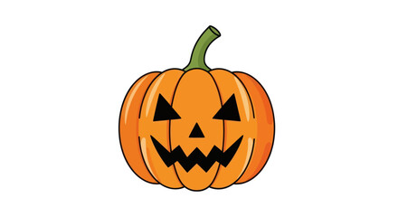 Cartoon Halloween Pumpkin with Triangular Eyes and Jagged Mouth.