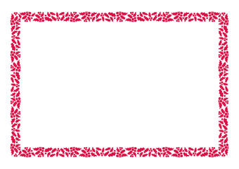 Red Holly Berry Christmas Frame, Vector Silhouette Isolated Horizontal Border for Winter Holiday Festive Designs