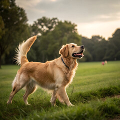 A friendly Labrador Retriever with a gentle expression, known for its loyalty.