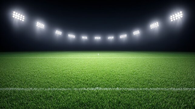 Night soccer match at stadium illuminated football field vibrant sports environment thrilling action