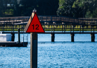 channel marker in the water