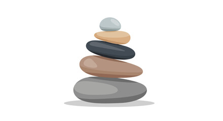 Cartoonstyle digitally created image shows a stack of five stones on a white background