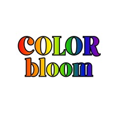 Color Bloom modern lettering isolated on white background. Theme Rainbow view.