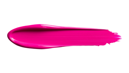 textured abstract magenta color paint stroke isolated on transparent background, png