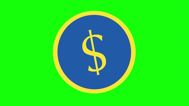 vector illustration of an dollar coin green background 