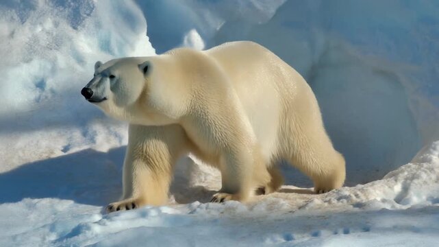 Mother Polar Bear and Cub Emerge from Snowy Den