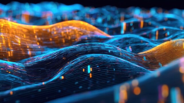 Cyber concept background with data waves, suitable for presentations, education, and future-themed projects.