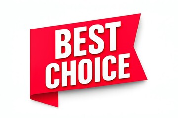 Bold red ribbon banner announcing best choice with white text against a clean white background
