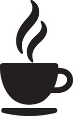 Coffee cup steam shape logo with smooth rising steam lines, bold silhouette vector for café design.
