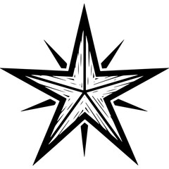 Obraz premium Woodcut Style Star Vector Icon with Rustic Linocut Effect for Christmas and Holiday Design