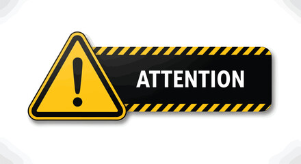 Attention sign vector yellow triangle warning hazard safety precaution eps silhouette