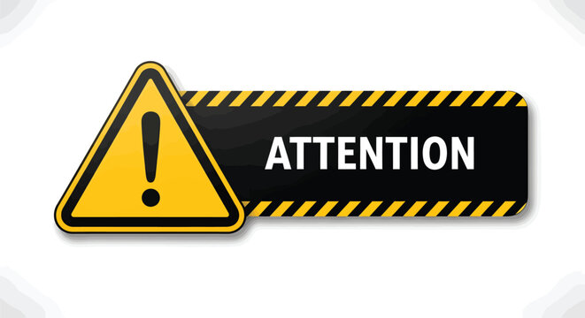Attention sign vector yellow triangle warning hazard safety precaution eps silhouette