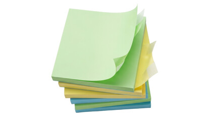 Isolated pile of blank colorful sticky notes or memos to remind the user of appointments