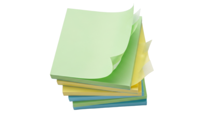 Isolated pile of blank colorful sticky notes or memos to remind the user of appointments