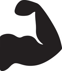 Gym muscle flex arm icon in bold silhouette vector, perfect for fitness, strength, and workout design.