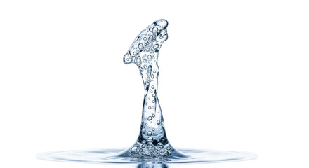 Isolated splash of crystal clean water with bubbles for drinking, spa, or pool designs
