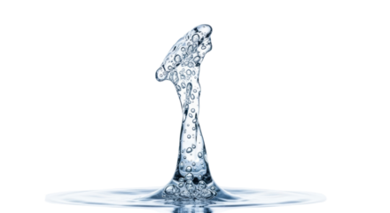 Isolated splash of crystal clean water with bubbles for drinking, spa, or pool designs