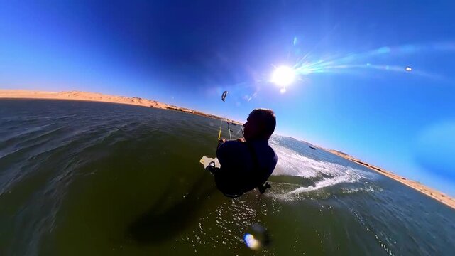 Kiteboarding on the lagoon in Dakhla