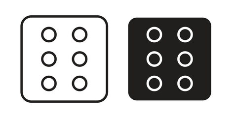 Dice six icon in doodle and stroke style.