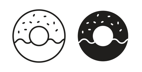 Donut icon in doodle and stroke style.