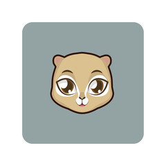 Cute Otter Face Graphic on Rounded Square Background Adorable Cartoon Character Design