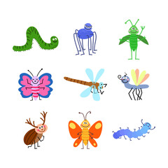 Charming Collection of Cartoon Insects and Creepy Crawlies for Educational and Fun Content