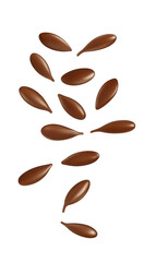 Obraz premium Brown flax seeds scattered isolated on a transparent background