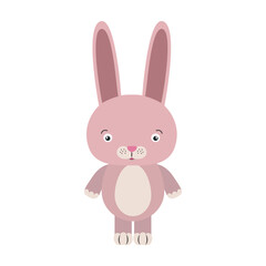 Cute Pink Bunny Standing Upright on White Background for Animal and Easter Themes