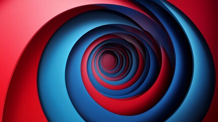 Fototapeta premium Captivating vortex of swirling red and blue abstract shapes creating dynamic visual depth and endless motion for modern design projects