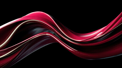 Glossy red and black abstract wave with fluid metallic highlights creating dynamic motion and depth, elegant flowing curves and reflective surface conveying energy and sophistication