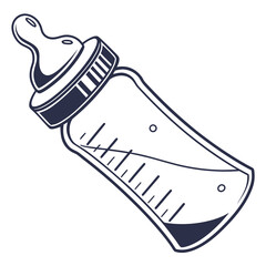 A minimalist baby bottle illustration with a clean outline, , perfect for babyrelated designs and projects with a simple aesthetic