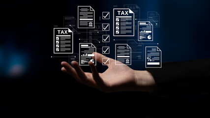 A concept of the tax compliance process. This shows the auditing and verification of various financial documents and forms to ensure regulatory adherence for business accounting. Fermion